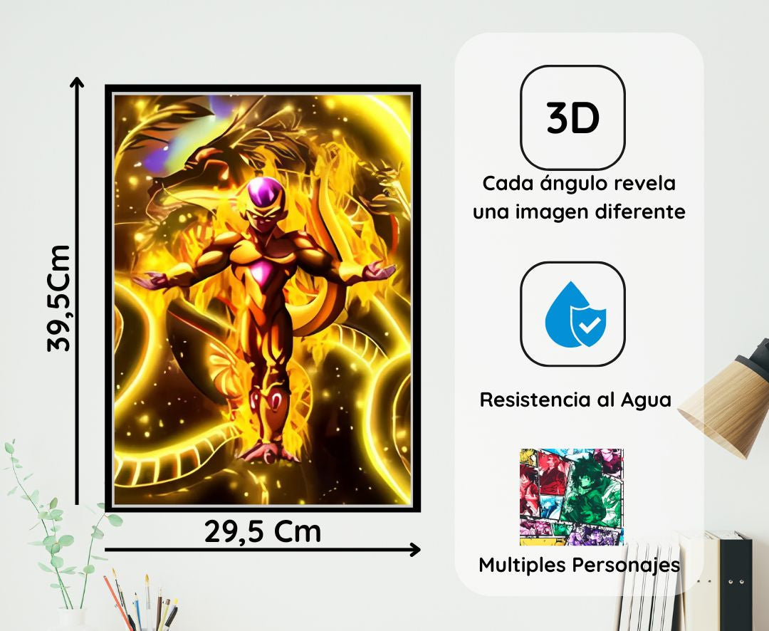 Cuadro Anime 3D Mágico - Tres Imágenes en Una